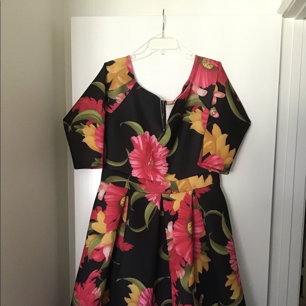 Off the shoulder 3/4 sleeve flare out dress